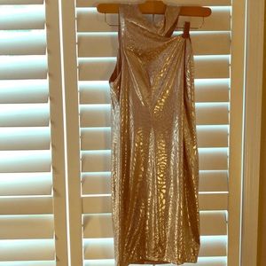 Gold One Shoulder Accent Dress